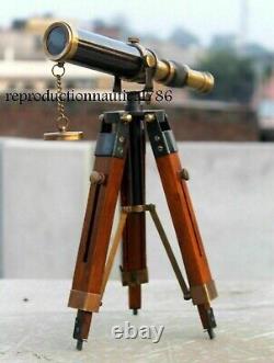10 Antique vintage Maritime 10 Brass Telescope With Wooden Tripod Stand item
