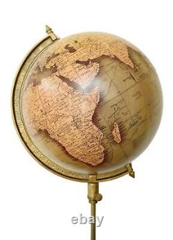 12 Authentic World Globe Nautical Vintage Brass With Wooden Tripod Office Decor