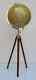 12 Nautical World Map Globe With Wooden Tripod Stand Vintage Floor Decor & Of