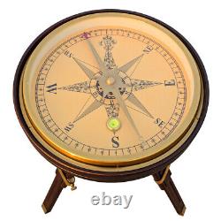 14 inch big navigation compass nautical working instrument on wooden tripod gif