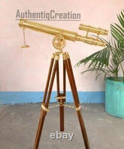 18 Inch Premium Brass Telescope With Wooden Tripod Vintage Marine Scope Shiny
