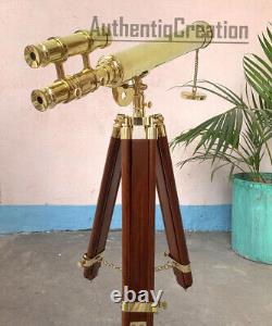 18 Inch Premium Brass Telescope With Wooden Tripod Vintage Marine Scope Shiny