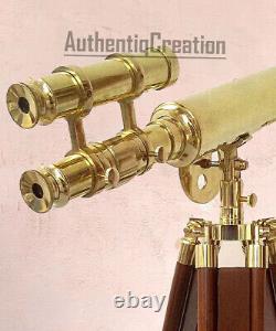 18 Inch Premium Brass Telescope With Wooden Tripod Vintage Marine Scope Shiny