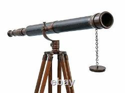 18 Inch Premium Brass Telescope With Wooden Tripod Vintage Marine Scope Shiny