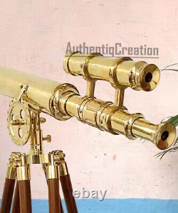 18 Inch Premium Brass Telescope With Wooden Tripod Vintage Marine Scope Shiny