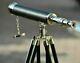 18 Inch Telescope W Wooden Tripod Stand Antique Nautical Floor Standing Brass