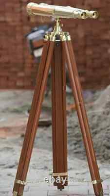18 Vintage Brass 1920s Binoculars with Wooden Tripod Adjustable Floor Stand