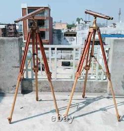 1920s Brass Nautical Binoculars with Wooden Tripod Antique Brass Binoculars