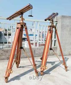 1920s Brass Nautical Binoculars with Wooden Tripod Antique Brass Binoculars