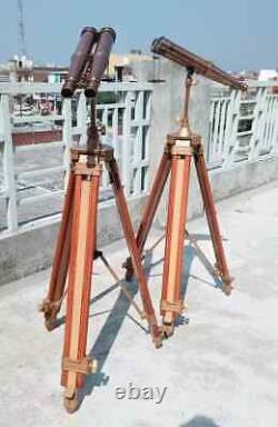 1920s Brass Nautical Binoculars with Wooden Tripod Antique Brass Binoculars