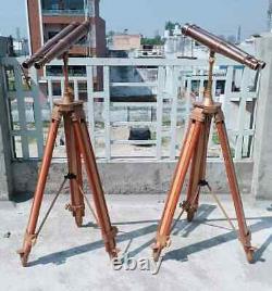 1920s Brass Nautical Binoculars with Wooden Tripod Antique Brass Binoculars