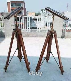 1920s Brass Nautical Binoculars with Wooden Tripod Antique Brass Binoculars