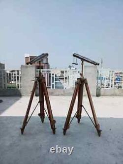 1920s Brass Nautical Binoculars with Wooden Tripod Antique Brass Binoculars