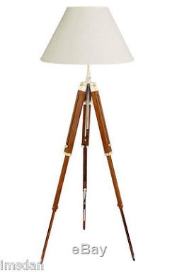 1940's VINTAGE TRIPOD FLOOR LAMP Includes Shade, Edison Bulb, Expedited Ship