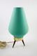 1960s Vintage Mcm Atomic Tripod Lamp Turquoise Ribbed Behive Cone Shade