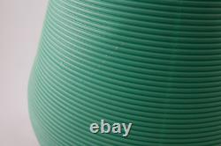 1960s Vintage MCM Atomic Tripod Lamp Turquoise Ribbed Behive Cone Shade
