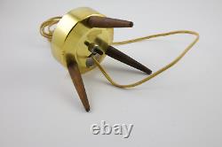 1960s Vintage MCM Atomic Tripod Lamp Turquoise Ribbed Behive Cone Shade