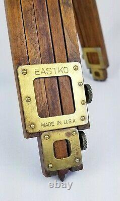 1 Vintage EASTKO Camera Wooden Tripod 21 To 48 Adjustable Tripod Signed EASTKO