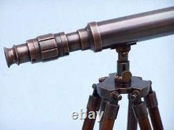 30 Nautical Telescope With Wooden Tripod Stand Vintage Spyglass For Home Decor
