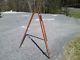 34. Vintage Buff Wooden Transit Tripod Stand Withbrass Adjustments, Good Condition