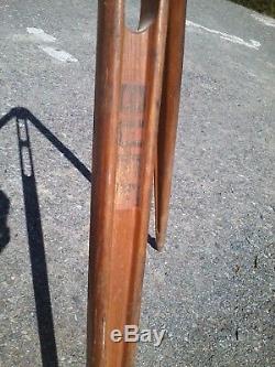 34. VINTAGE BUFF WOODEN TRANSIT TRIPOD STAND WithBRASS ADJUSTMENTS, GOOD CONDITION