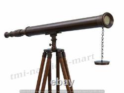 39 Inch Antique Brass Telescope Nautical Spyglass Large With Wooden Tripod