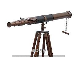 39 Inch Telescope Antique Finish Brass Nautical Vintage With Wooden Tripod Stand