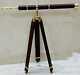 39 Inch Telescope With Wooden Tripod Stand Nautical Wood Floor Standing Brass