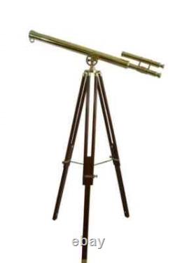 39 Polish Brass Telescope Nautical Wooden Tripod/Stand Antique Spyglass Vintage