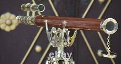 39 VINTAGE BRASS DOUBLE BARREL GRIFFITH ASTOR TELESCOPE WITH TRIPOD STAND gift