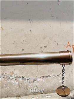 39 Vintage-Style Brass Double Barrel Telescope with Adjustable Wooden Tripod
