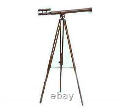 39 inch telescope with wooden tripod stand Antique nautical floor standing