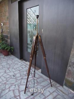 3 Fold Nautical Style Vintage Antique Floor Lamp Stand Wooden Adjustable Tripod