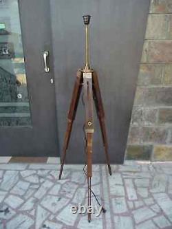 3 Fold Vintage Nautical Antique Floor Lamps Stand Light Wooden Adjustable Tripod