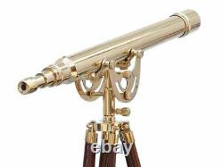 42 Inch TELESCOPE Spyglass Golden Finish Nautical Vintage With Wooden Tripod