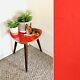 50s Mid Century Plant Stand Table Tripod Side End Table Vintage Atomic Red