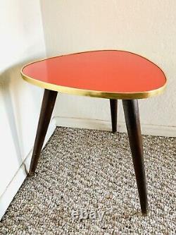 50s Mid Century Plant Stand Table Tripod Side End Table Vintage Atomic red