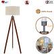 5ft/1.5m Standing Vintage Wood Tripod Floor Lamp Flaxen Lamp Shade With E26 Base