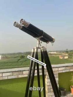 60'' Vintage Nautical Brass Binoculars on Wooden Tripod Stand For Christmas Gift