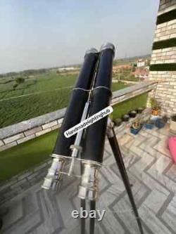 60'' Vintage Nautical Brass Binoculars on Wooden Tripod Stand For Christmas Gift