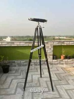 60'' Vintage Nautical Brass Binoculars on Wooden Tripod Stand For Christmas Gift