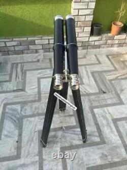 60'' Vintage Nautical Brass Binoculars on Wooden Tripod Stand For Christmas Gift