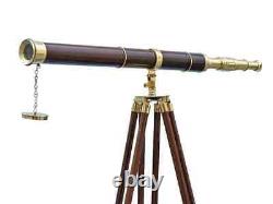 60 Vintage Nautical Brass Floor Standing Telescope Admiral WithWooden Tripod Gift
