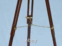 60 Vintage Nautical Brass Floor Standing Telescope Admiral WithWooden Tripod Gift