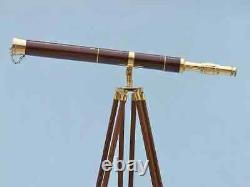 60 Vintage Nautical Brass Floor Standing Telescope Admiral WithWooden Tripod Gift