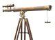 64telescope Nautical Antique Floor Standing Brass Telescope, With Wooden Tripod