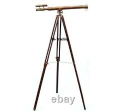 64Telescope Nautical Antique Floor Standing Brass Telescope With Wooden Tripod