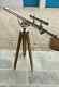 64 Vintage Nautical Floor Big Standing Brass Telescope With Wooden Tripod Stand