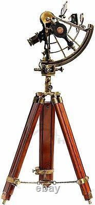 8 Brass Sextant With Tripod Wooden German Maritime Vintage Nautical Collectible