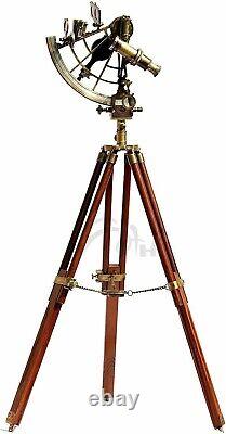 8 Brass Sextant With Tripod Wooden German Maritime Vintage Nautical Collectible